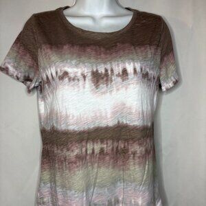 Women's Sonoma Size XS-  Brown / White Short Sleeve Thin Top Shirt